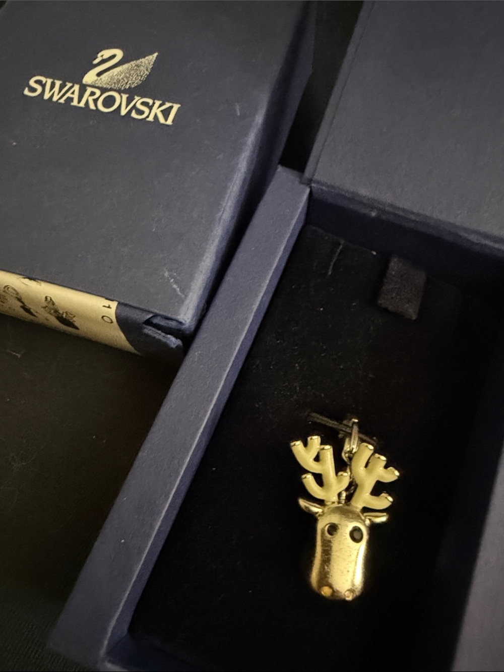 Vintage Swarovski Gold-tone Reindeer Head Charm (retired)